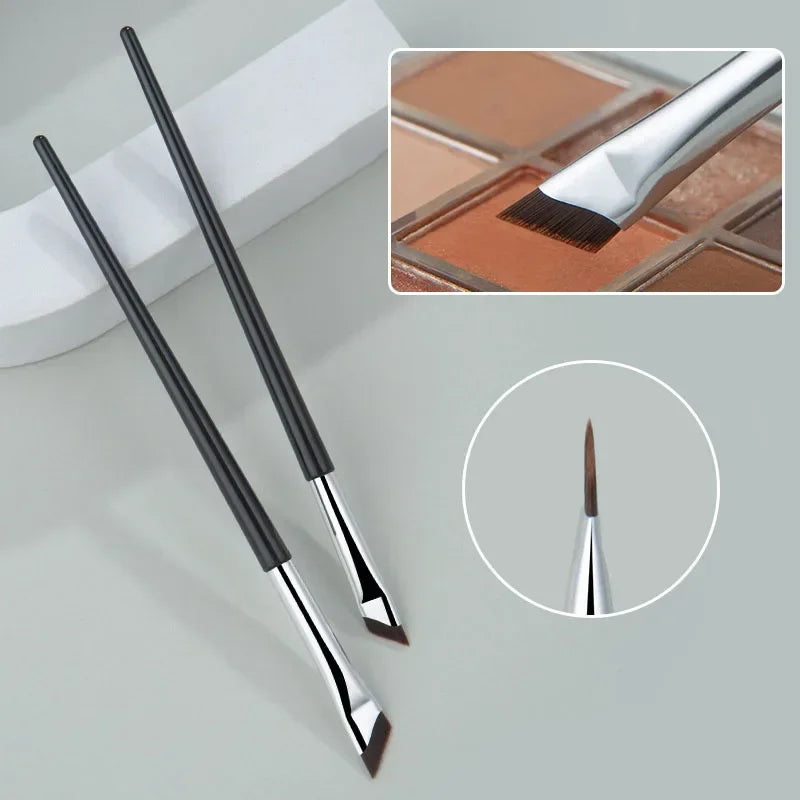 Angled Eyeliner & Eyebrow Brush Thin Sickle Makeup Tool - Multiple Handle Colors