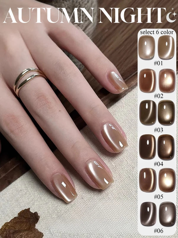 Nail Art Beads Set for Gel Nails - Autumn Night Cat Eye Embellishments, Glass Beads