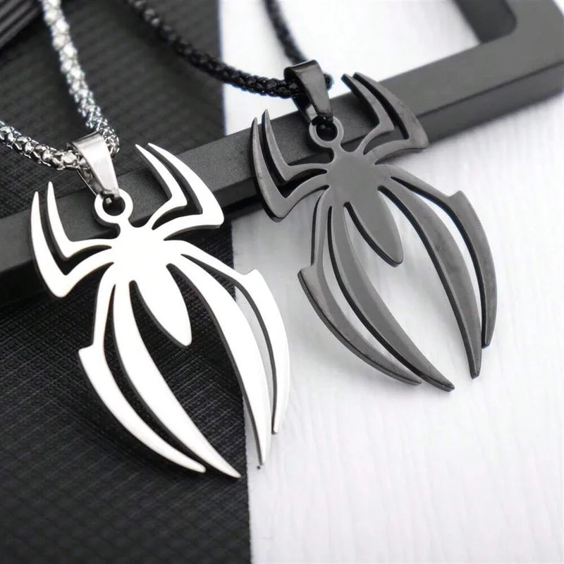 Spider Shape Cosplay Necklace Men Stainless Steel Pendant Chain Choker Jewelry Accessories