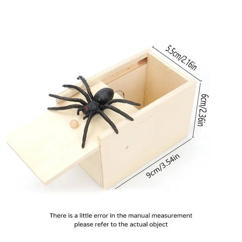 Funny Trick Spider Prank Box - Wooden Hidden Horror Halloween Game Gift