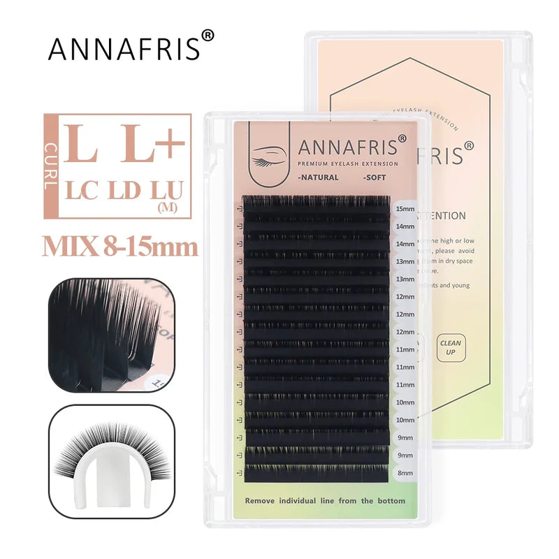 Eyelash Extension Individual Faux Mink Lashes - Natural Soft Matte Black, Multiple Curl & Length Options