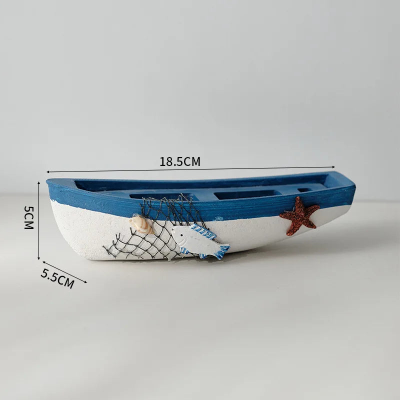 Wooden Boat Ornament Craft Decor for Children's Room and Home Sea Theme