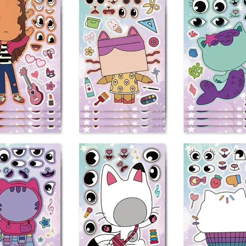 Children's Face Sticker Puzzle Sheets - DIY Interactive Kids Activity Set
