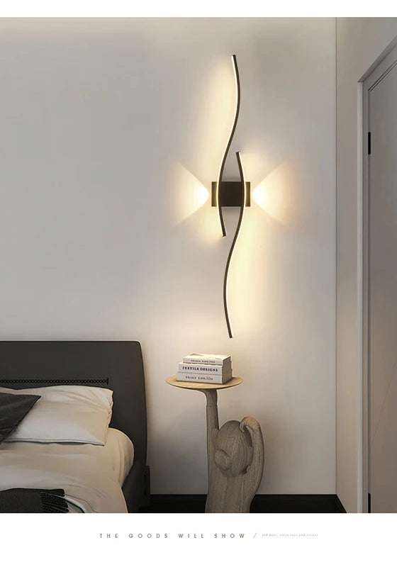Minimalist LED Wall Light with Curved Wave Design - Dimmable Indoor Sconce for Living Room Bedroom Corridor