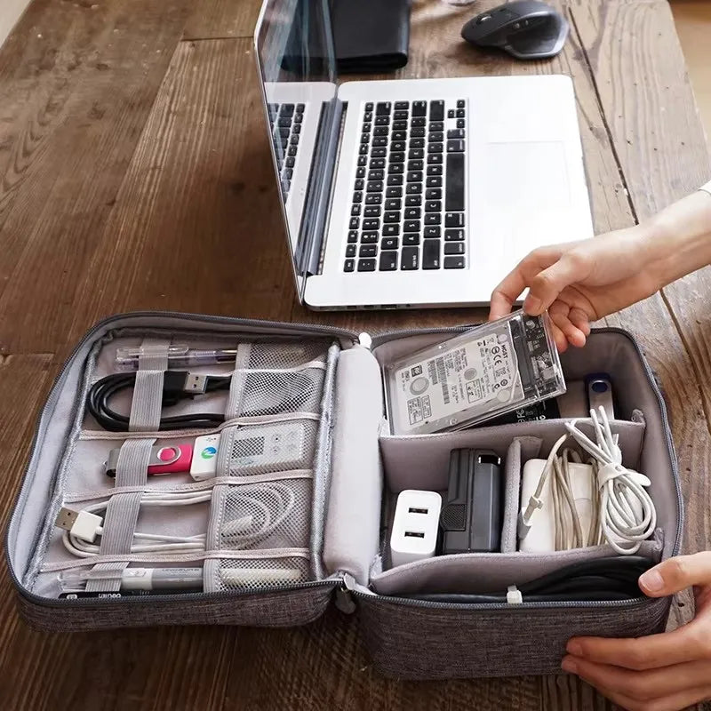 Travel Cable Storage Bag Waterproof Electronic Organizer with Multiple Compartments