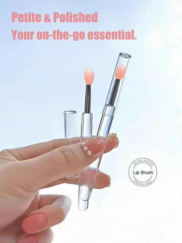 Reusable Silicone Lip Brush with Cap - Portable Dual-Ended Makeup Applicator