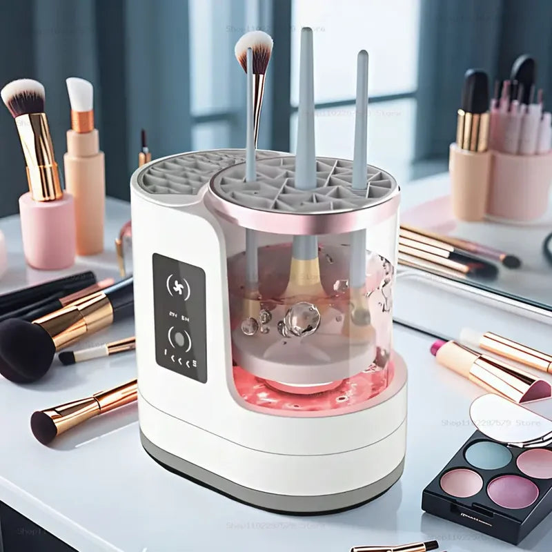 Electric Makeup Brush Cleaner Machine with Dryer & Holder - Portable USB