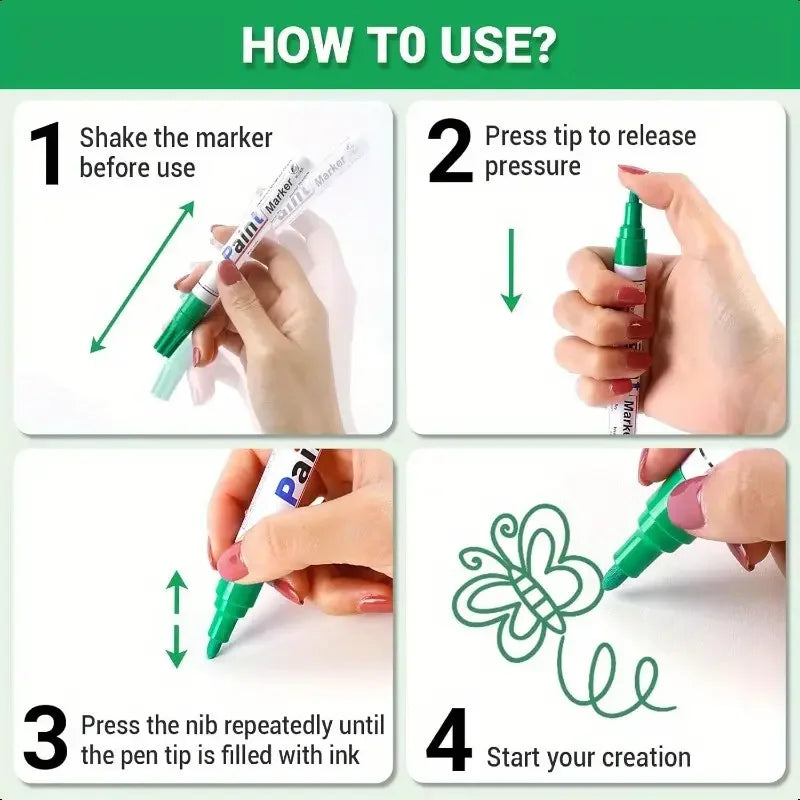 Colorful Waterproof Paint Markers Set for Arts Crafts and DIY Projects - 1/3/6/12Pcs