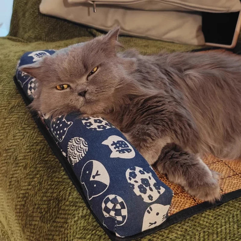 Pet Cooling Mat Self Cooling Pad for Cats and Dogs Indoor Summer Bed Rattan Weave