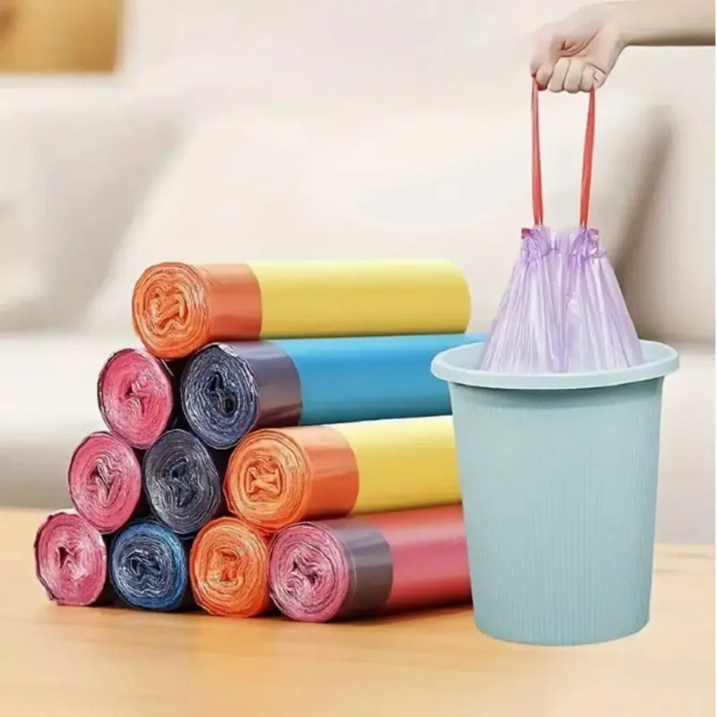 Drawstring Trash Bags 75 Count - Strong Leak-Proof Waste Disposal for Home & Kitchen