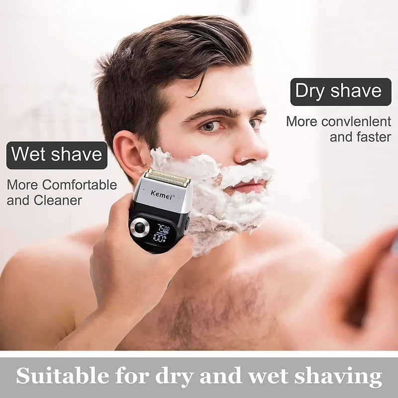 Rechargeable Electric Razor & Beard Trimmer for Men - LCD Display, 2-in-1 Shaving & Trimming