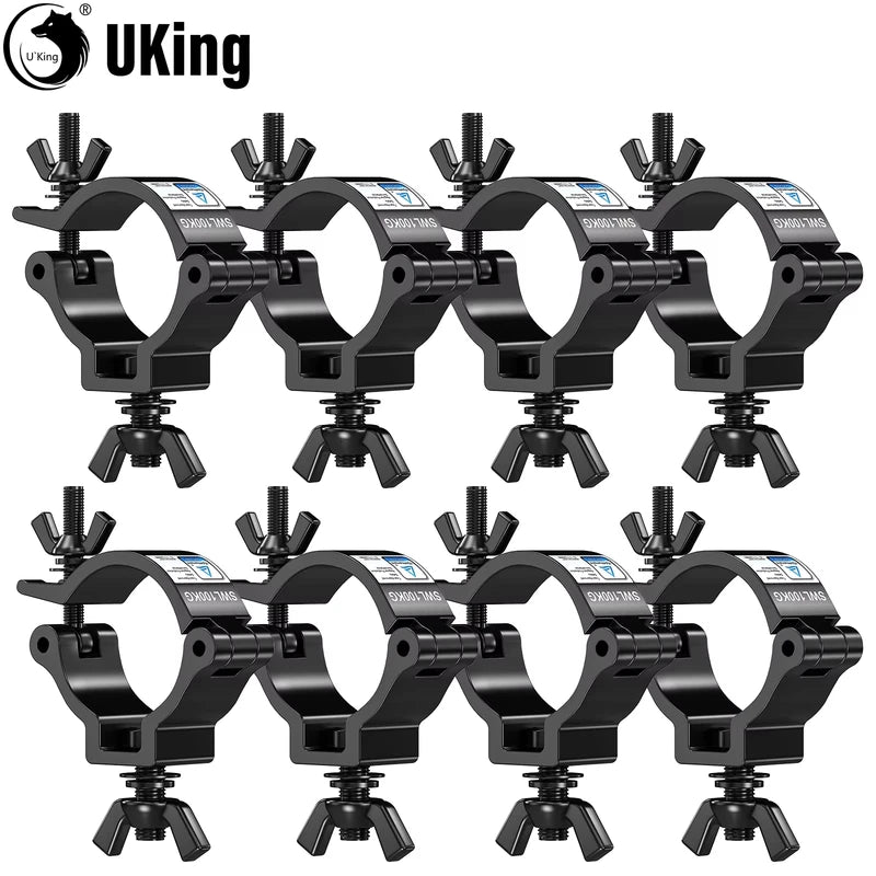 Heavy Duty Stage Lighting Clamps 8-Pack for DJ and Par Lights - Black