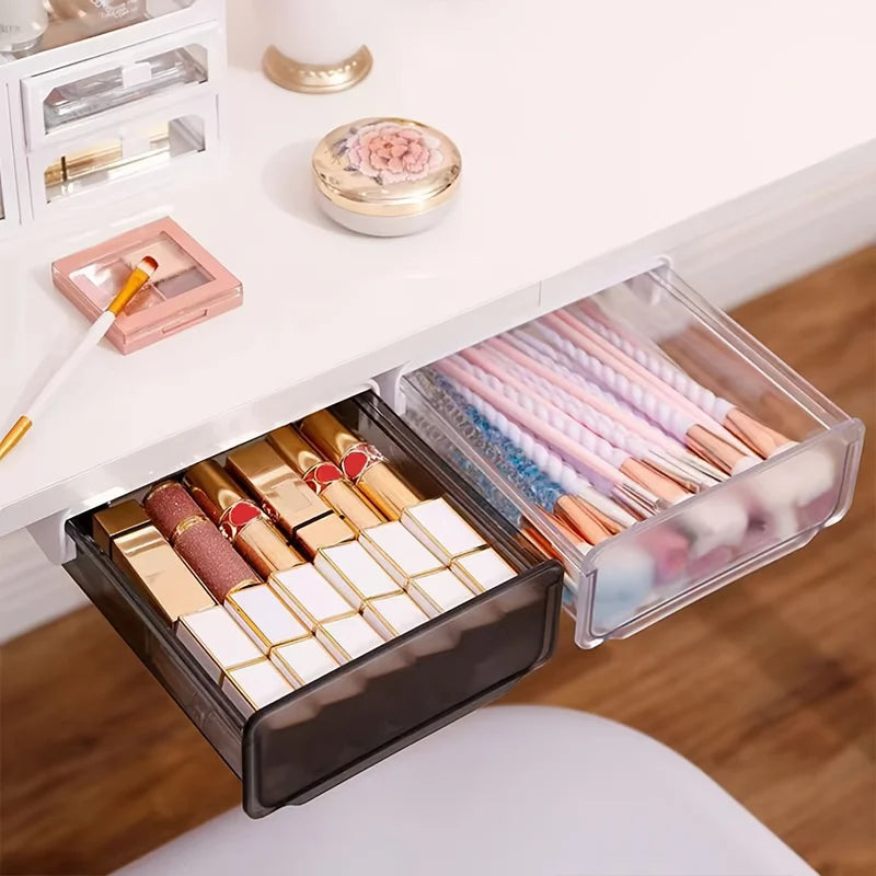 Under-Desk Pull-Out Drawer Storage Box - No-Drill Invisible Organizer