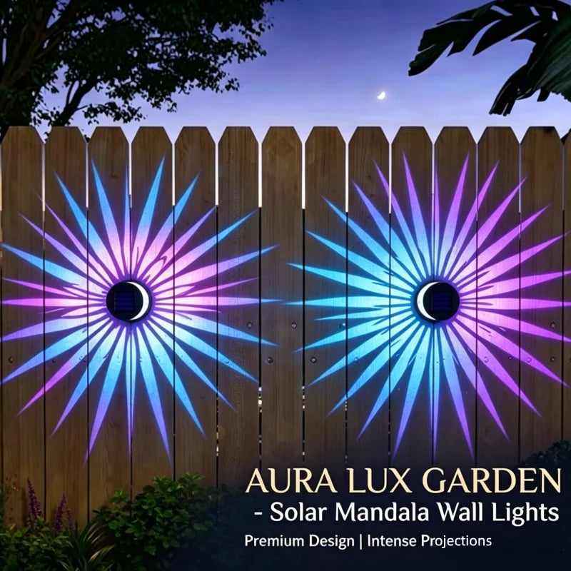 Solar Projection Wall Light Outdoor Garden Shadow Decor Waterproof Metal Sconce