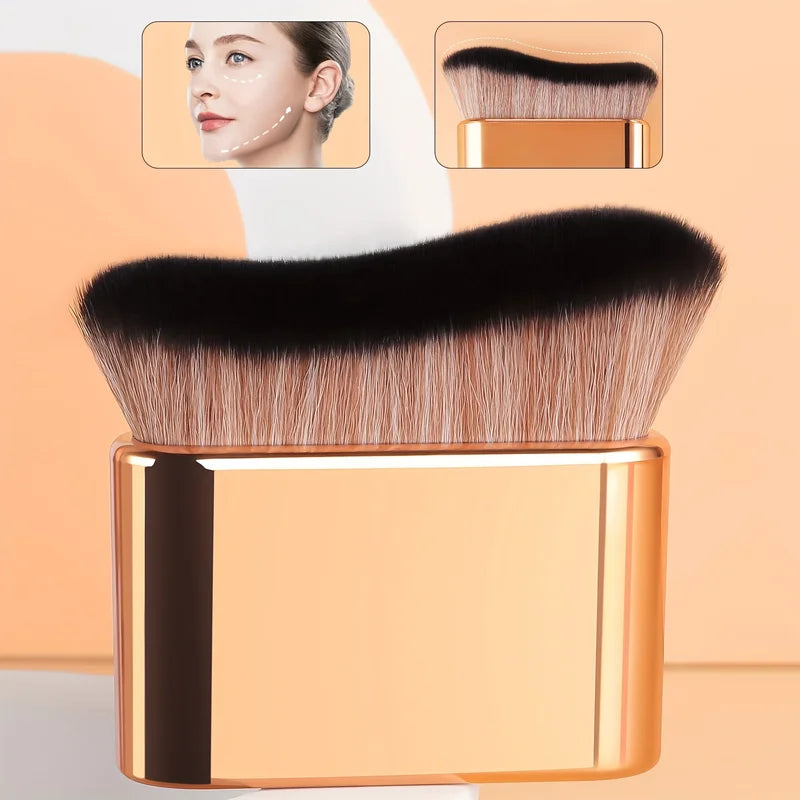 Wave Contour Makeup Brush - Foundation Application, Nylon Bristles, ABS Handle