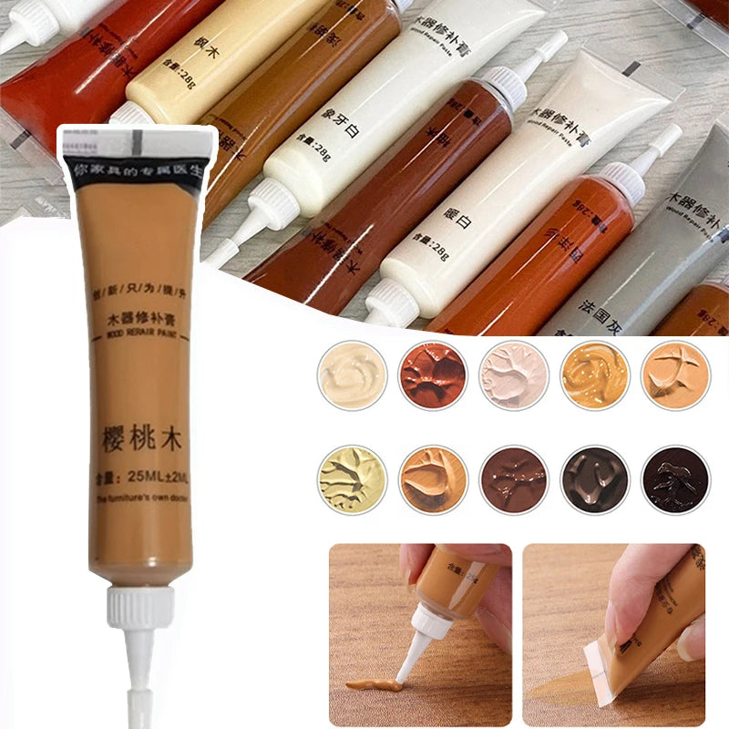 Wood Furniture Repair Paste - Multi-Color Scratch & Chip Filler for DIY Refinishing