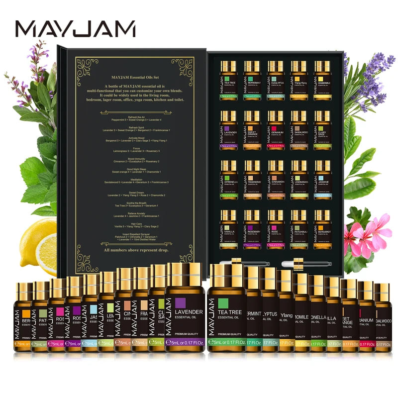 20-Piece Essential Oil Gift Set - Lavender, Eucalyptus, Orange & More