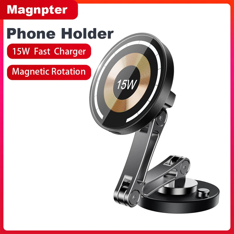 Magnetic Car Phone Holder Wireless Charger 360° Rotation for Smartphones