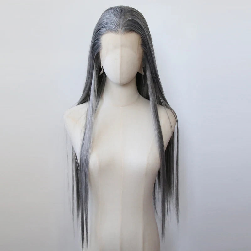 Ancient Style Cosplay Hairline Wig for Hanfu Long Straight Synthetic Lace Front
