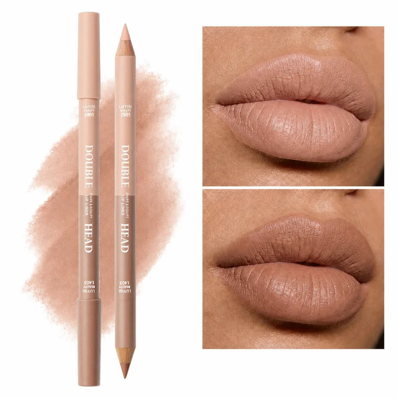 Waterproof Lipliner Pencil with 2 Shades - Long-Lasting, Smudge-Proof, Precise Lip Definition