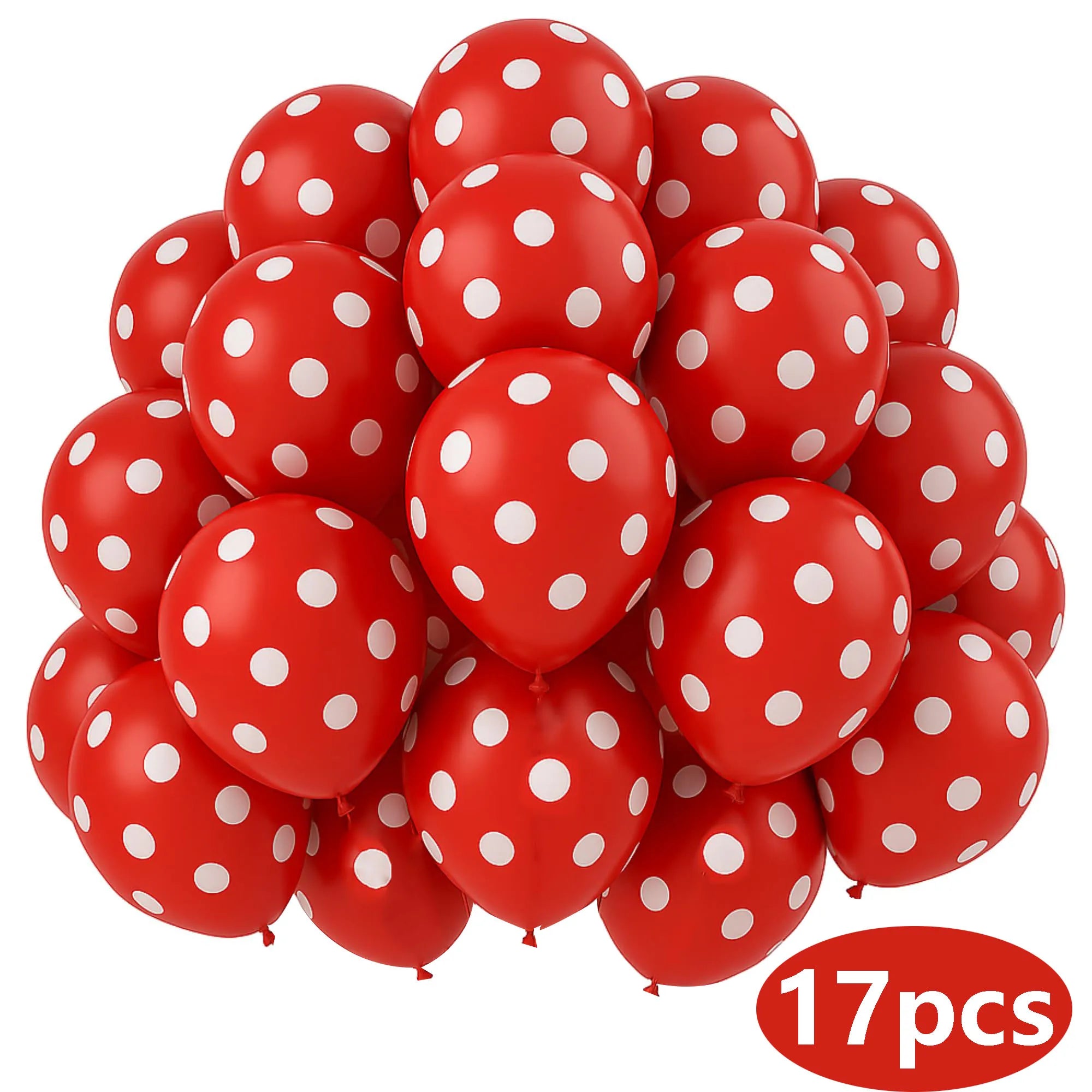 17pcs Red Polka Dot Latex Balloons 12 Inch Party Decorations for Birthday Wedding Valentine