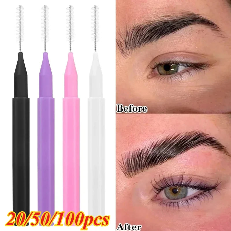 Disposable Eyebrow & Eyelash Brush Applicators Set - Makeup & Lash Extension Tools