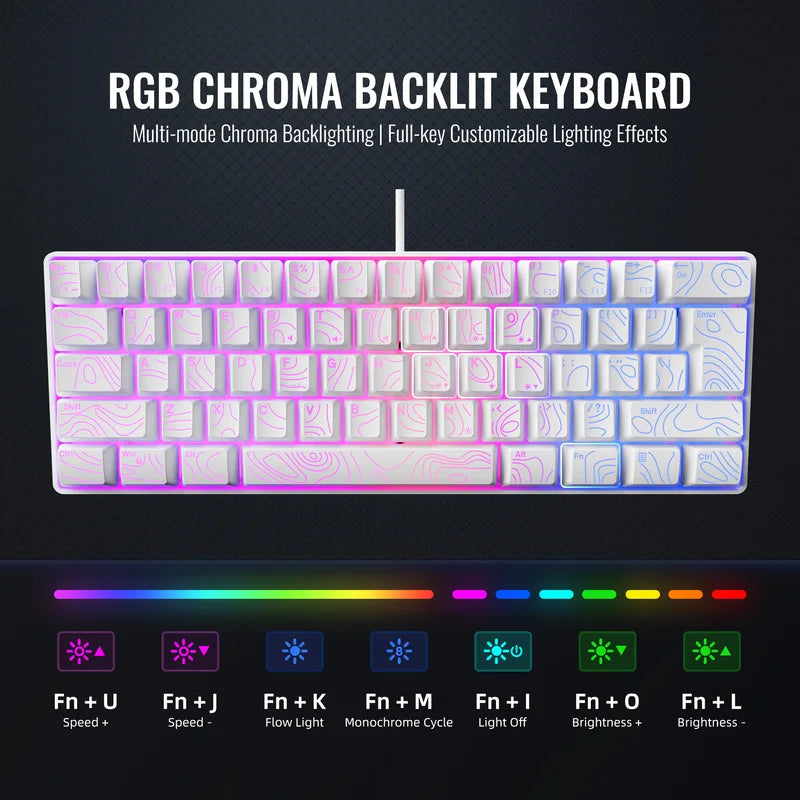 RGB Backlit Gaming Keyboard 61-Key Compact Mechanical Style for Fast Play
