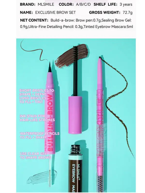 2-in-1 Eyebrow Shaping Pencil & Razor Set with Dual-Ended Dye Pen - Multiple Colors