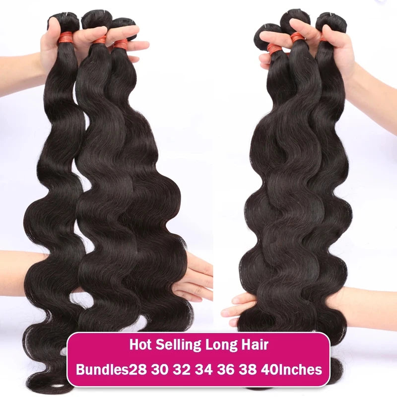 Brazilian Remy Body Wave Human Hair Bundles - Unprocessed Wavy Extensions