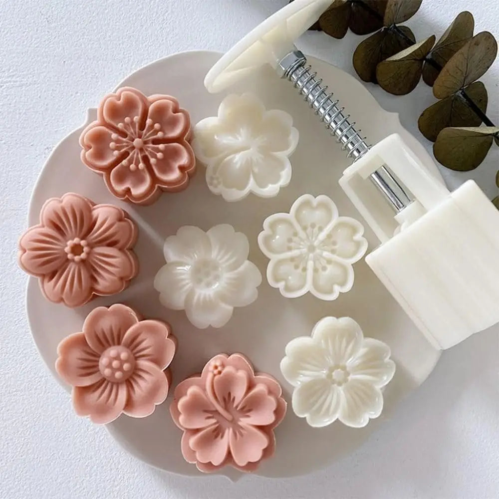 DIY Mooncake Mold Set with Multiple Colors Food-Grade Plastic Pastry Embossing Tool for Baking