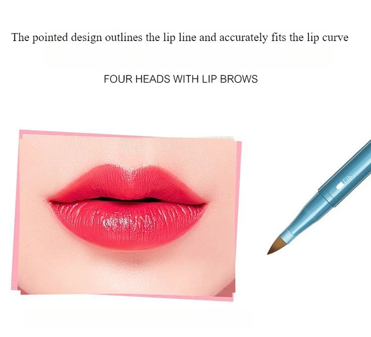 Detachable 4-in-1 Makeup Brush Set with Soft Bristles & Sponge Applicator - Portable