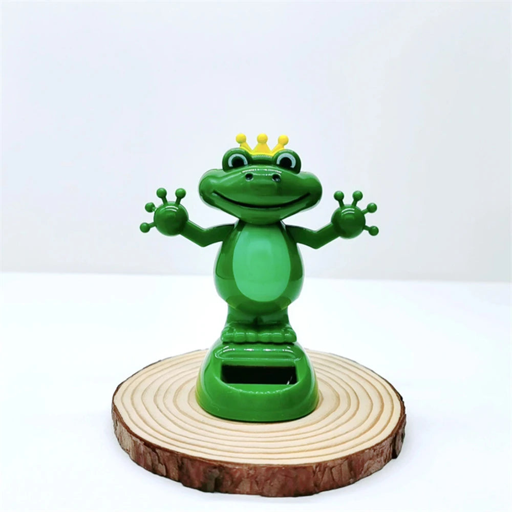 Solar Energy Car Decoration Shaking Head Doll Cartoon Frog Gift Interior Accessory