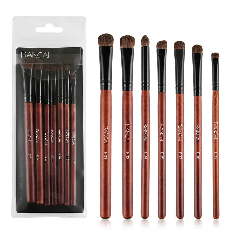 7-Piece Eye Makeup Brush Set with Soft Bristles for Eyeliner, Eyebrow, Contour — Portable Makeup Kit