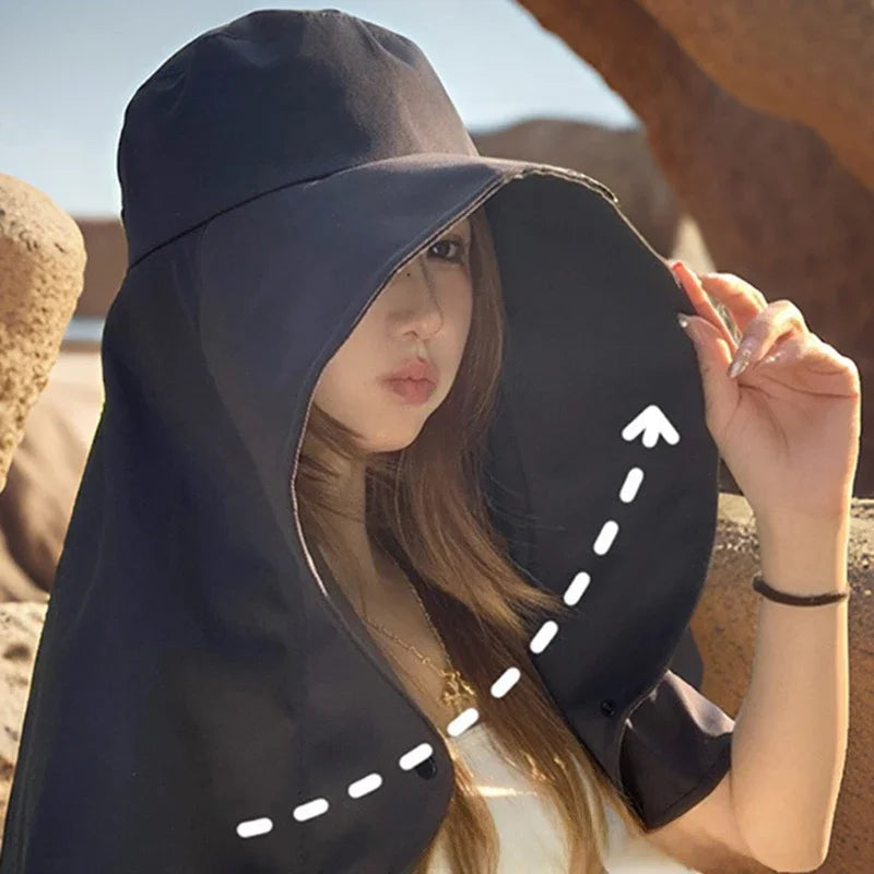 Sun Hat with Neck Cover - Wide Brim UV Protection Outdoor Hat for Fishing Hiking Beach