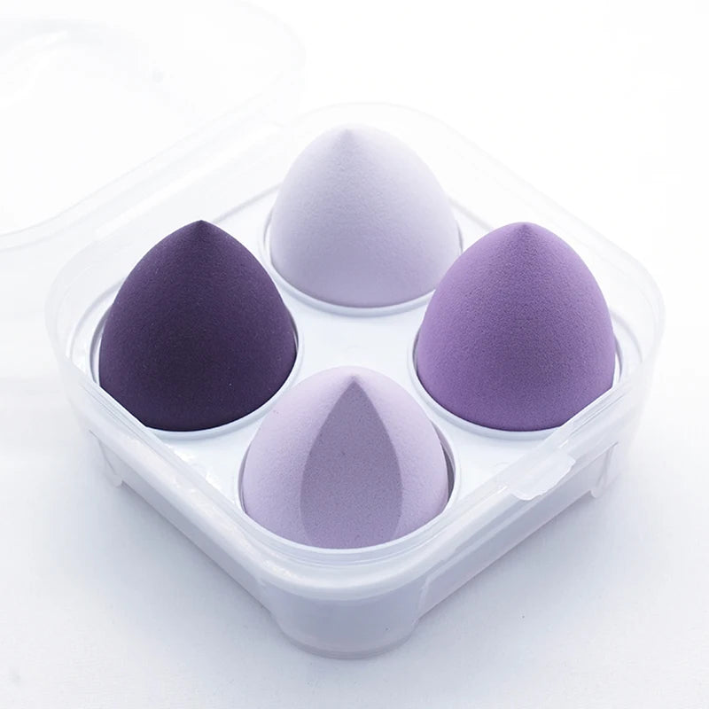 4-Piece Makeup Sponge Set with Bevel Cut Powder Puffs for Foundation and Powder Application