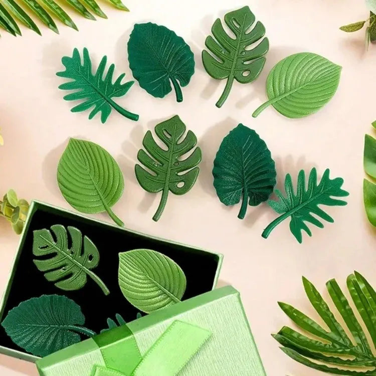 3D Plant Leaves Refrigerator Magnets Set - Decorative ABS Magnetic Patches for Whiteboards & Kitchen