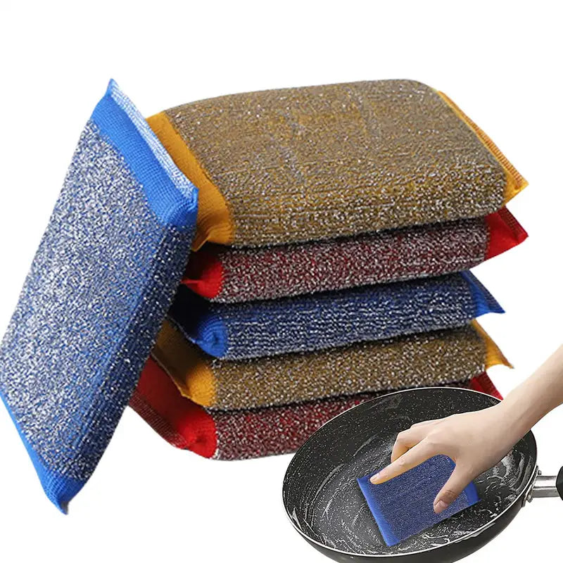 6-Pack Non-Scratch Dishwashing Sponge and Pot Brush Set - Household Cleaning Tools