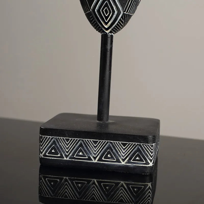 African Style Handmade Resin Face Mask Sculpture - Retro Home Decor Ornament