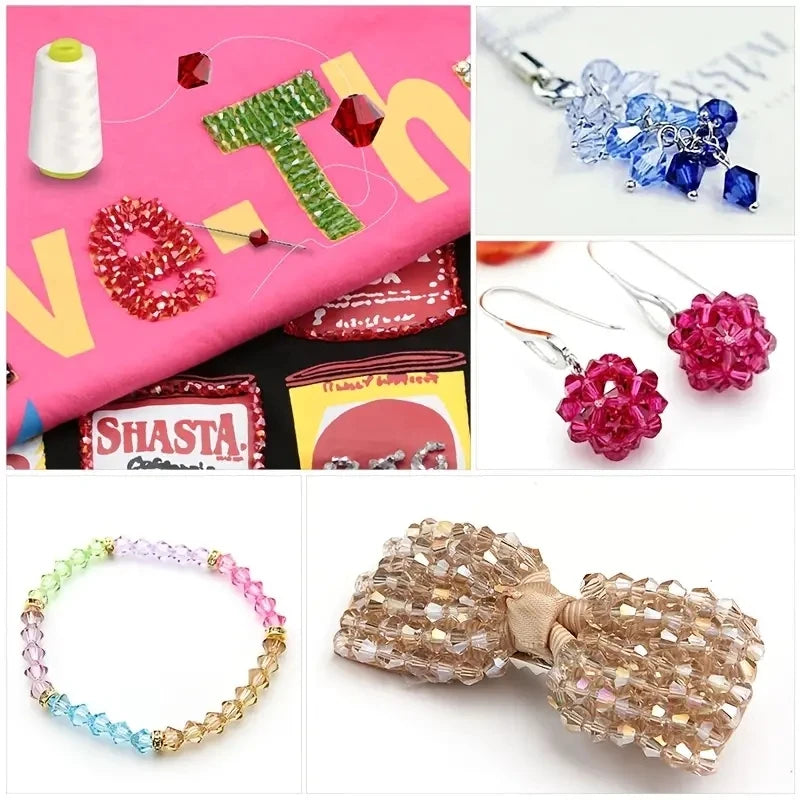 Multi-Faceted Glass Bead Set for Jewelry Making - 3 4 6mm Bicone Crystal Beads