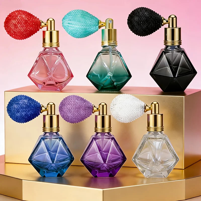 Elegant Diamond-Shaped Glass Spray Bottle for Perfume and Cosmetics - Multi-Color Refillable Mist Container