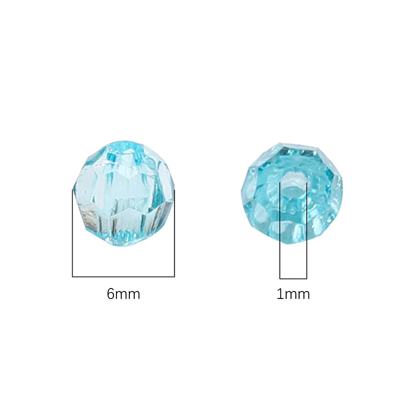 300pcs 6mm Crystal Acrylic Beads for Jewelry Making Loose Spacer Round Beads