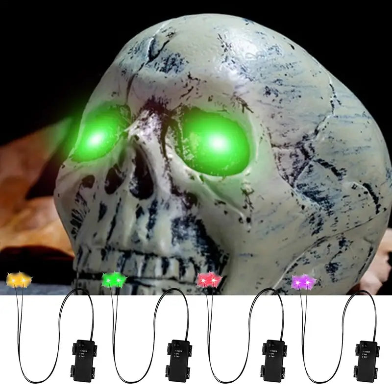 Glowing Eyes Halloween Decor LED Props with Timer for Skulls Pumpkins Tombstones Masks