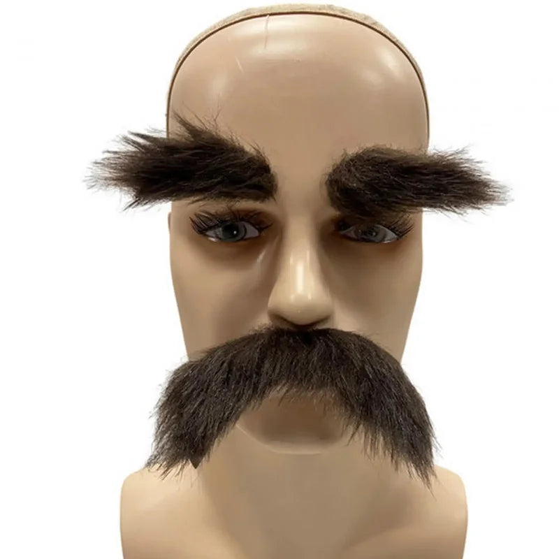 Self-Adhesive Fake Mustache and Eyebrow Set for Halloween & Costume Parties