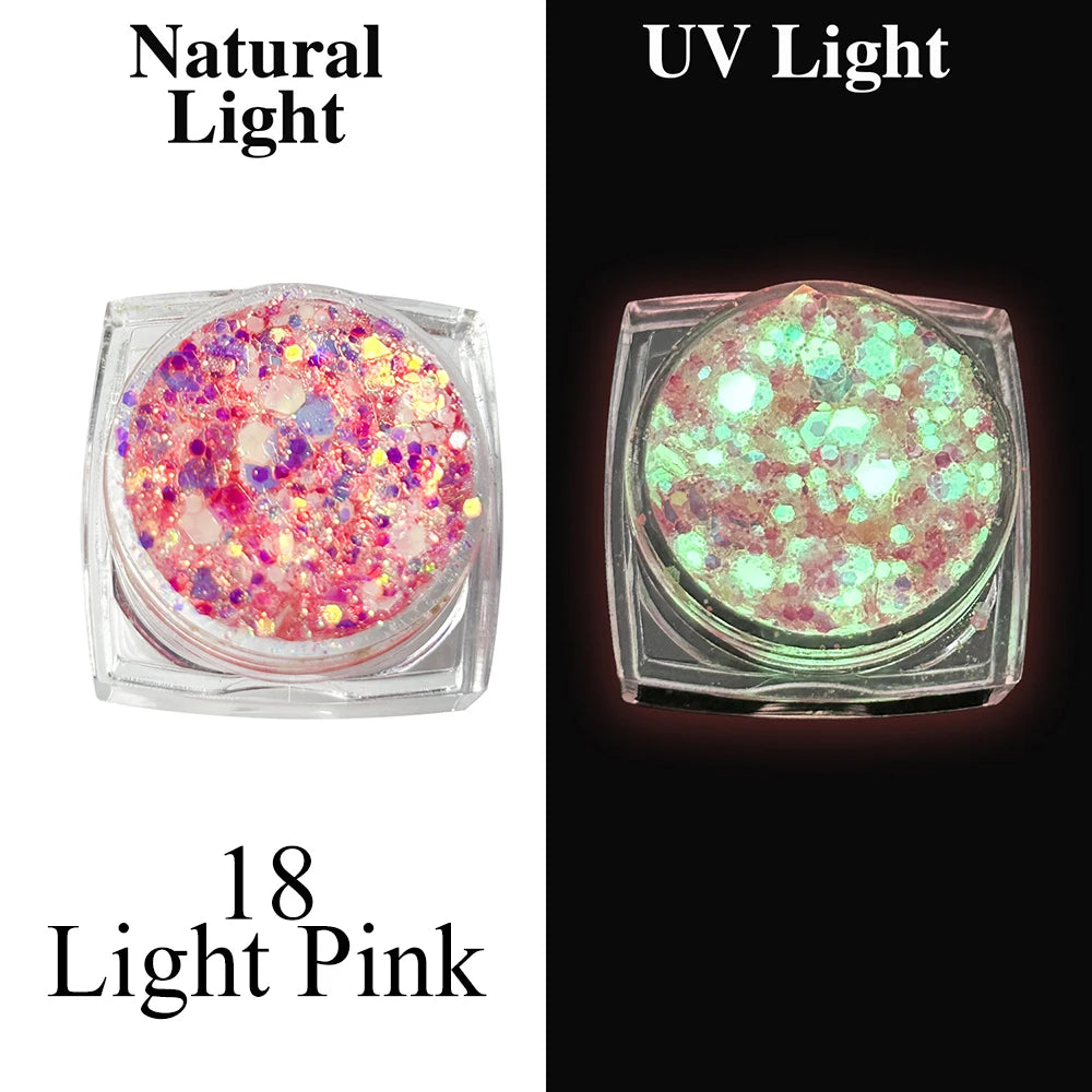 UV Glow Glitter Gel for Face & Body - Waterproof Long-Lasting Festival Makeup
