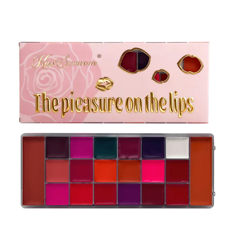 20-Color Waterproof Powder Blusher Lip Gloss All-in-One Makeup Plate Matte Lip Color
