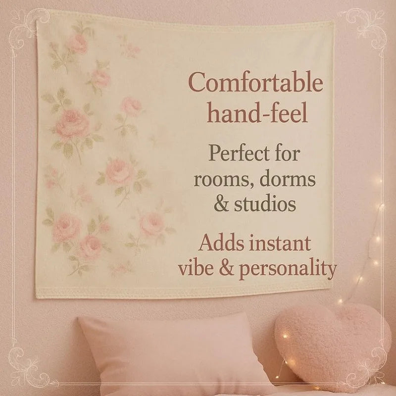 Decorative Wall Tapestry for Bedroom & Dorm - Pink Angel Anime Design