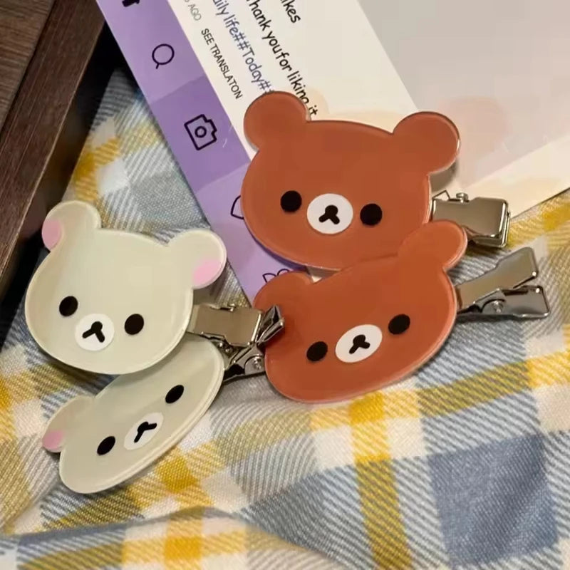 Cute Anime Bear Hair Clips for Women Girls - Korilakkuma & Rilakkuma Style Hair Accessories