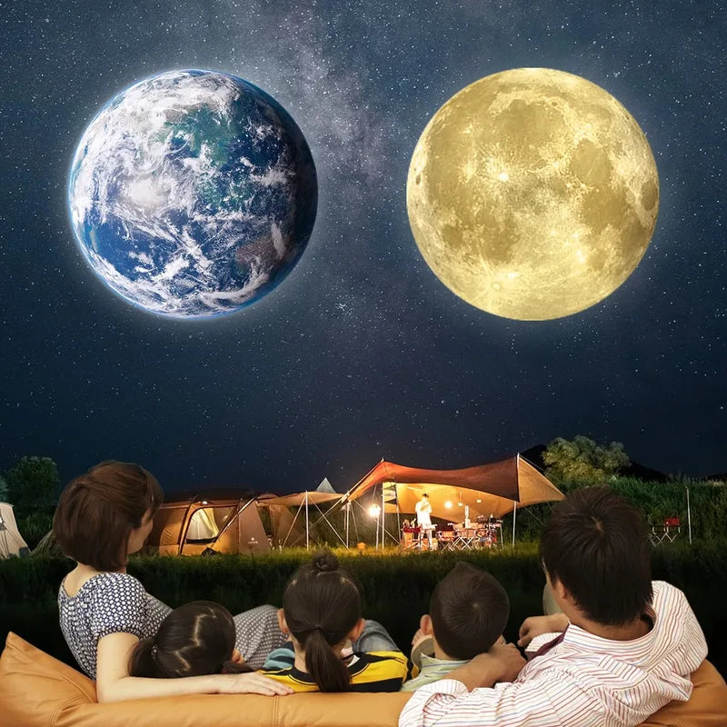 Starry Sky Night Light Projector with Moon and Earth Atmosphere for Romantic Bedroom Decor