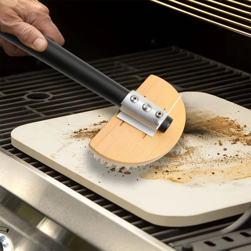 Pizza Oven Brush Copper Bristle Grill Cleaning Tool Long Handle Kitchen Brush