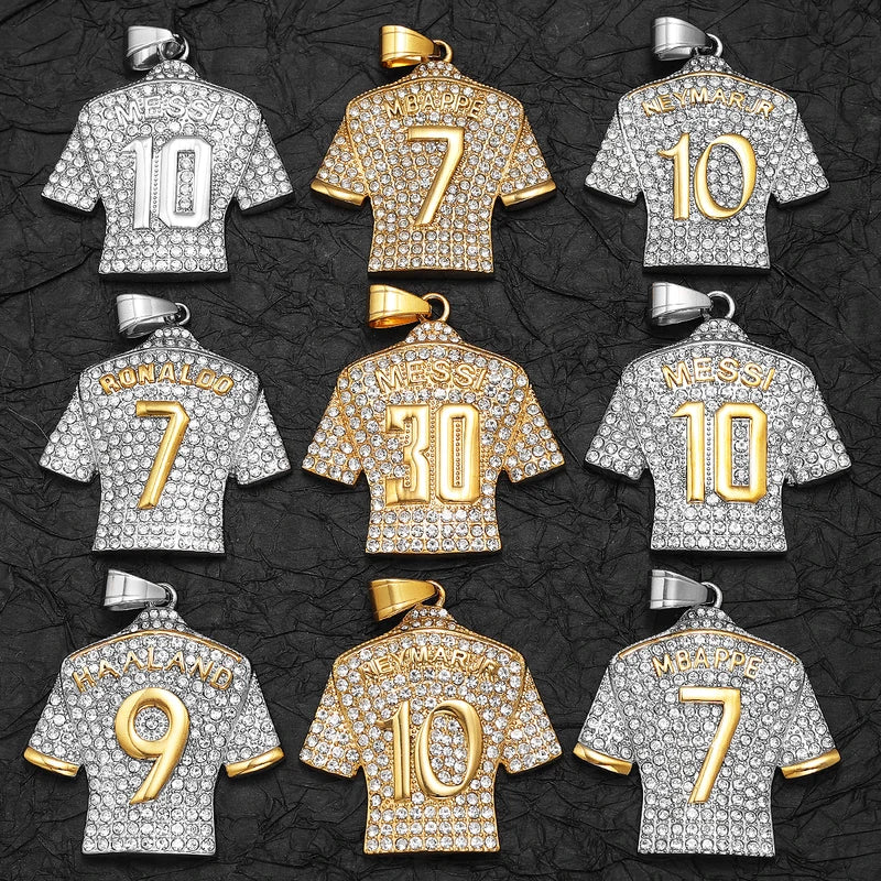 Stainless Steel Football Necklace Chain - Messi Ronaldo Neymar Mbappé Harland Jewelry